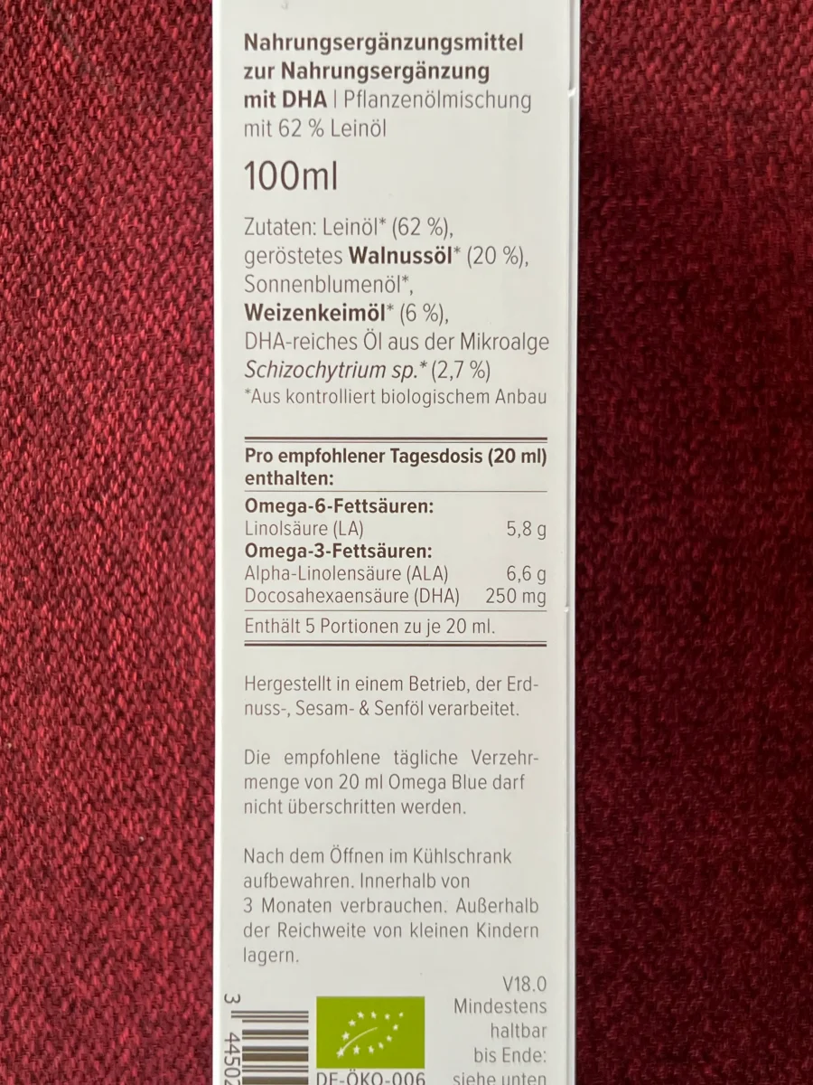 Bio Omega Blue Leinöl Mixtur 100ml – Bild 3
