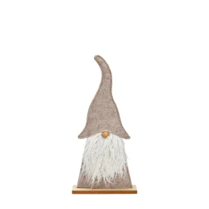 Weihnachtswichtel  auf Holzsockel 46 cm beige