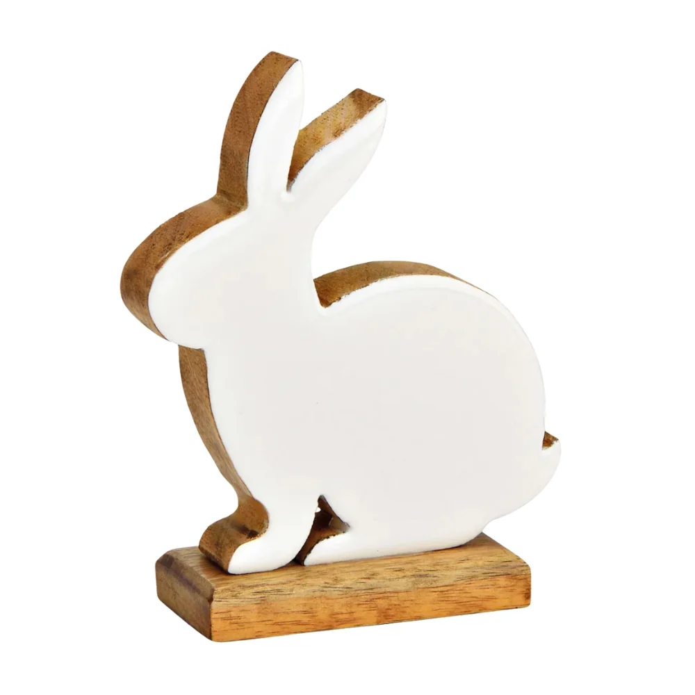 Dekoaufsteller Hase Holz weiß – Bild 2
