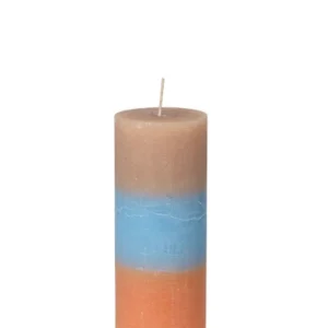 Blockkerze Rainbow caramel/sky
