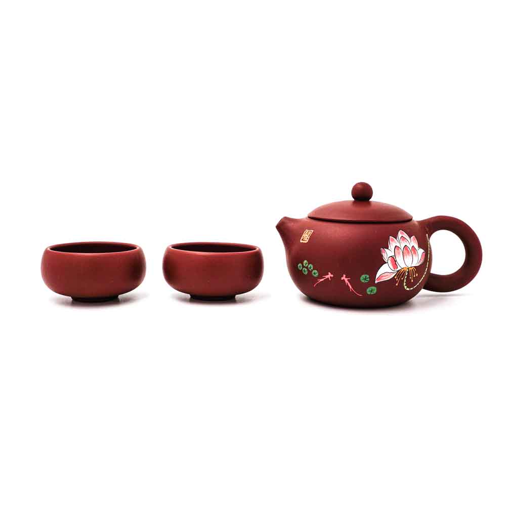 Yixing Teekannen Set mit Lotus Motiv – Bild 2