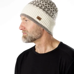 Strickmütze Ymer wollweiß/hellbraun