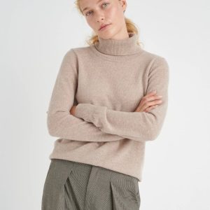 Cashmere Pullover Lukka Roll Neck beige meliert