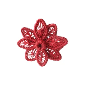 Handgebwebter Serviettenring Blüte Rot, 2er Set