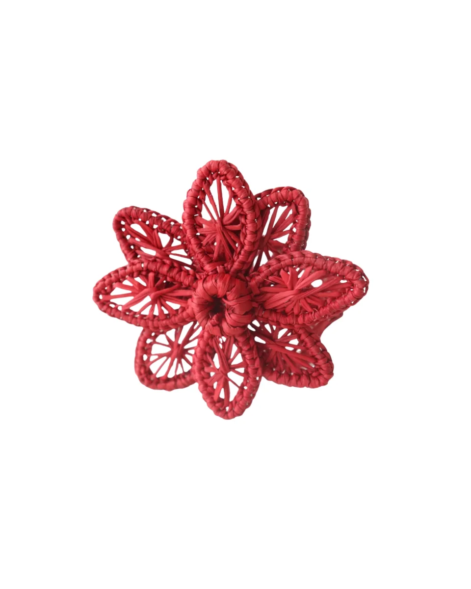 Handgebwebter Serviettenring Blüte Rot, 2er Set – Bild 2