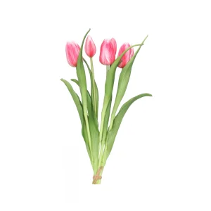 Tulpen "Real Touch" Pink (5er Bund) – Künstliche Tulpen mit langen Stielen