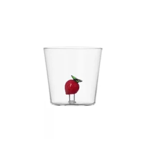 Handgefertigtes Borosilikat Wasserglas Erdbeere