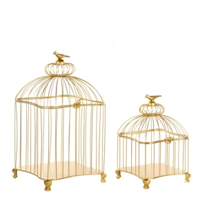 Deko Vogelkäfig Gold, 2er Set
