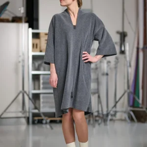 Fleece Kleid V-NECK 3251, in 3 Farben
