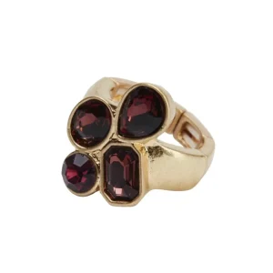 Ring Ava goldfarben mit burgund Steinen