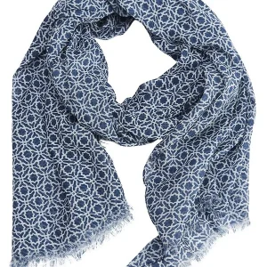 Modeschal Signe blau/weiß