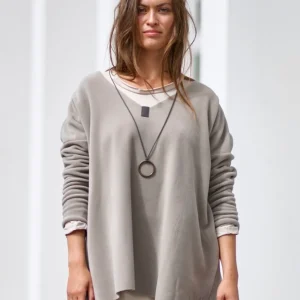 Fleece oversized V-neck Pullover 1336, in mehreren Farben