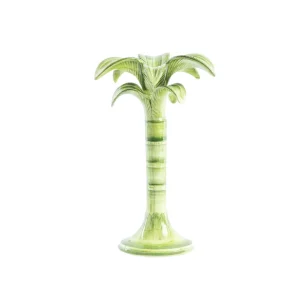 Handbemalter Keramik Kerzenhalter Palme Grün mittel