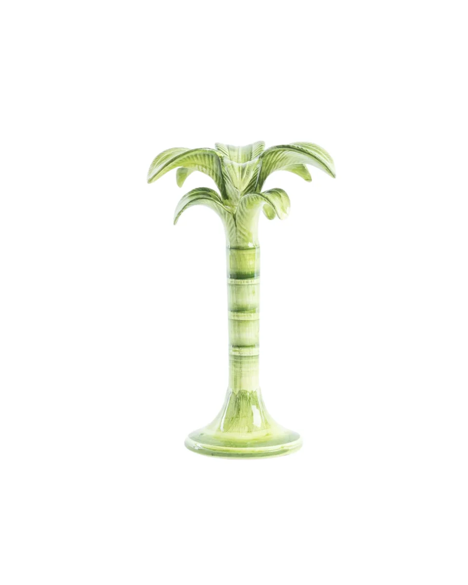 Handbemalter Keramik Kerzenhalter Palme Grün mittel – Bild 2