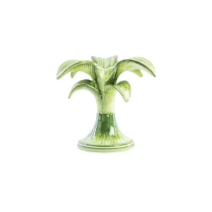 Handbemalter Keramik Kerzenhalter Palme Grün klein