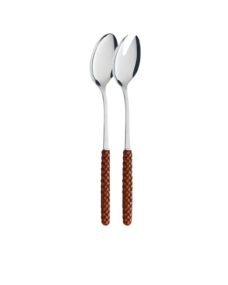 Salatbesteck geflochten Braun, 2er Set – Bild 2