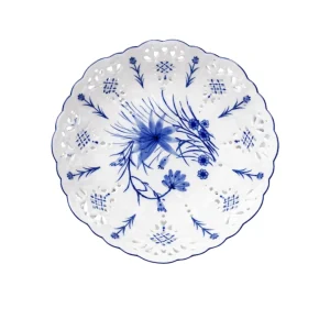 Porzellanschale Floral mit gewelltem Rand Blau-Weiß