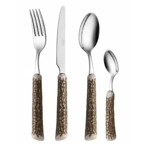 Besteckset Hirschhorn-Optik Edelstahl, 4-teilig