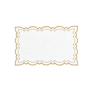 Tischset Weiß mit besticktem Rand Gold, 2er Set