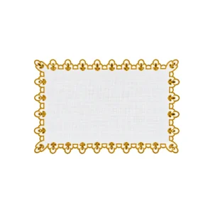 Tischset Weiß mit Kordelstickerei Gold, 2er Set