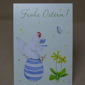 Osterkarte Henne auf Ei PK 22051
