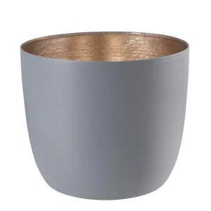 Windlicht Madras coolgrey-goldfarben mittel